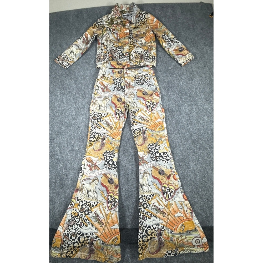 Wrangler Laney Wilson Girls Medium Denim Jacket 14R Flare Jeans Matching Set